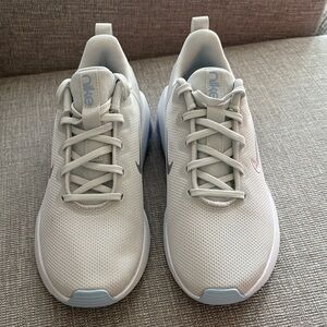 Nike Light Gray and Sky Blue Running Shoes